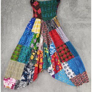 Tribe Azure Jumper Womens S/M Multicolor Patchwork Boho Hippie Yoga Harem Pants